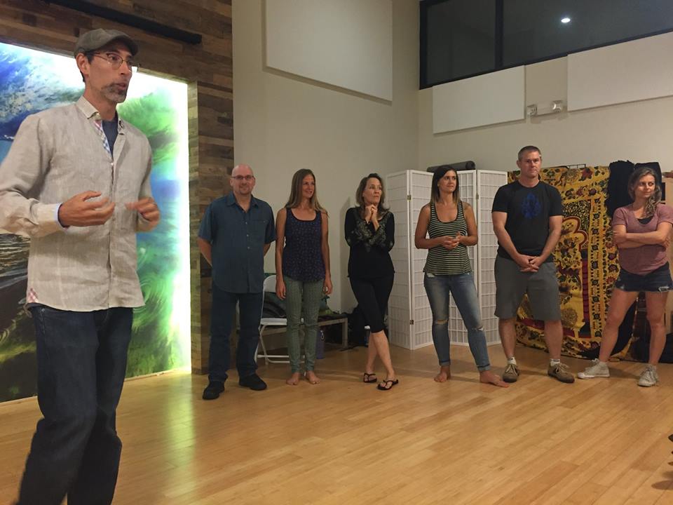 Adam leading a warm-up game